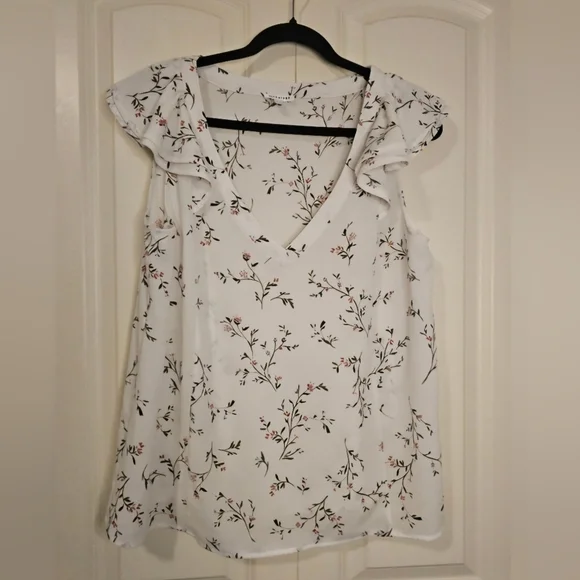 Reitmans Signature Womens Floral Sleeveless Blouse Top Cap Sleeve SZ L - Picture 10 of 10